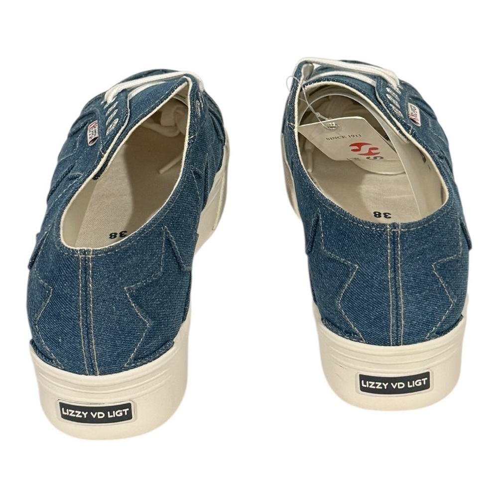 SUPERGA x LIZZY Denim Patch Star Low Top Platform Sneakers Size 7.5 NEW - Picture 4 of 6